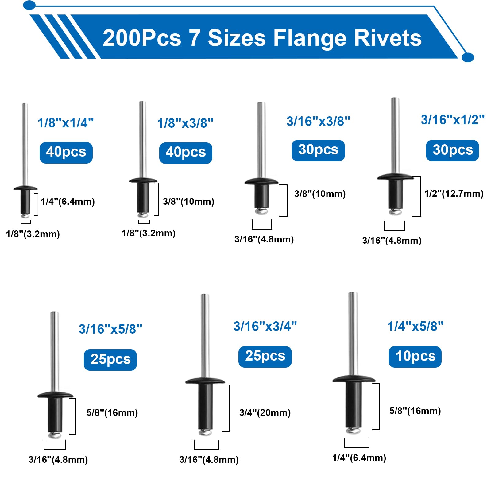 Snapklik.com : Smseace 1001Pcs Pop Rivet Gun Kit Black Pop Rivets ...