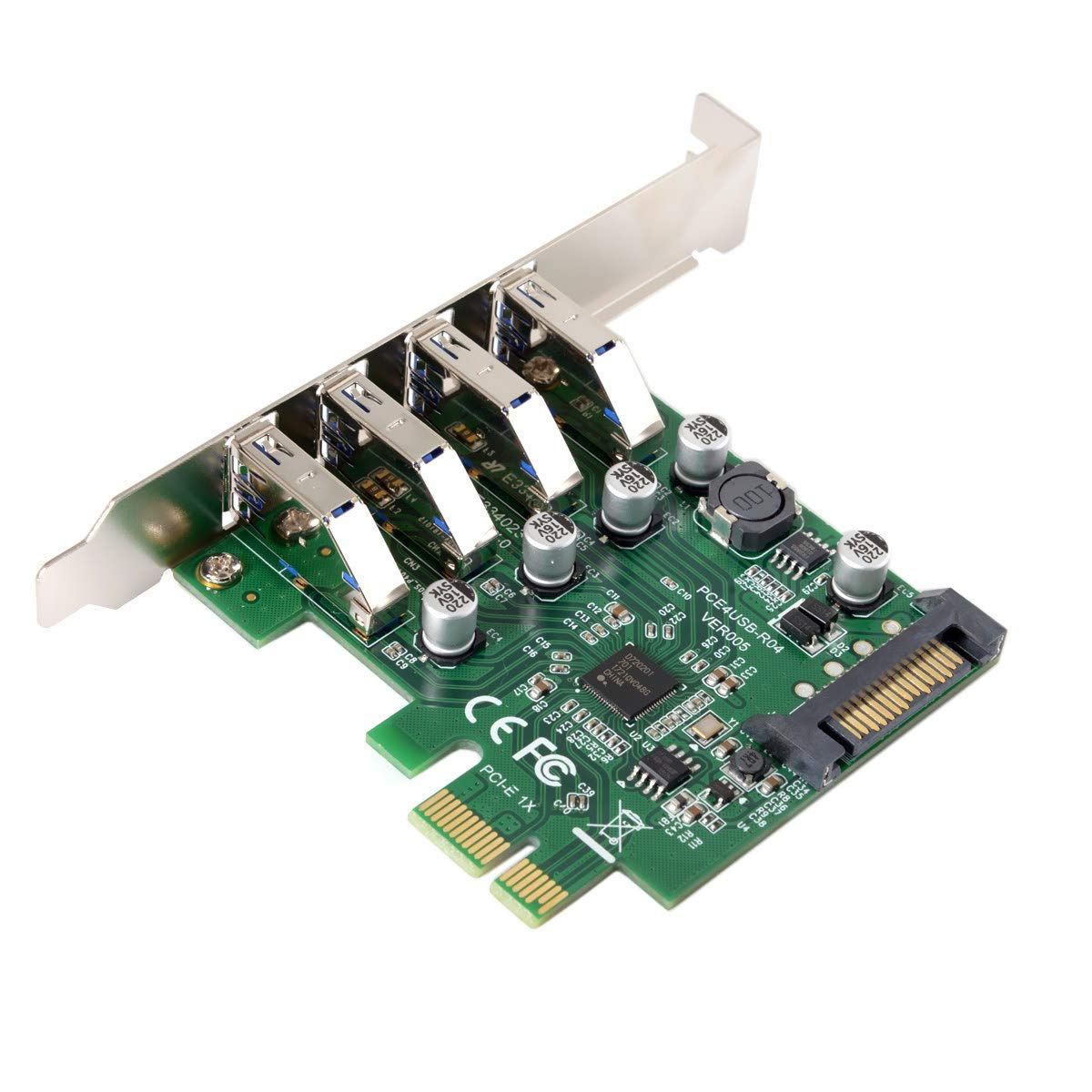 Cablecc Adaptador de tarjeta de expansión PCI-E a USB 3.0 HUB PCI Express de perfil bajo de 4 puertos para placa base