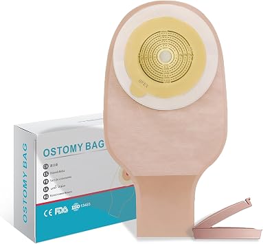 20 Pack Ostomy Bags, One-Piece Drainable Pouches with Clamp Closure, Leak-Proof & Odor-Proof for Colostomy Ileostomy Urostomy, Stoma Care Supplies, Cut-to-Fit 20-60mm 4 Clamps Included