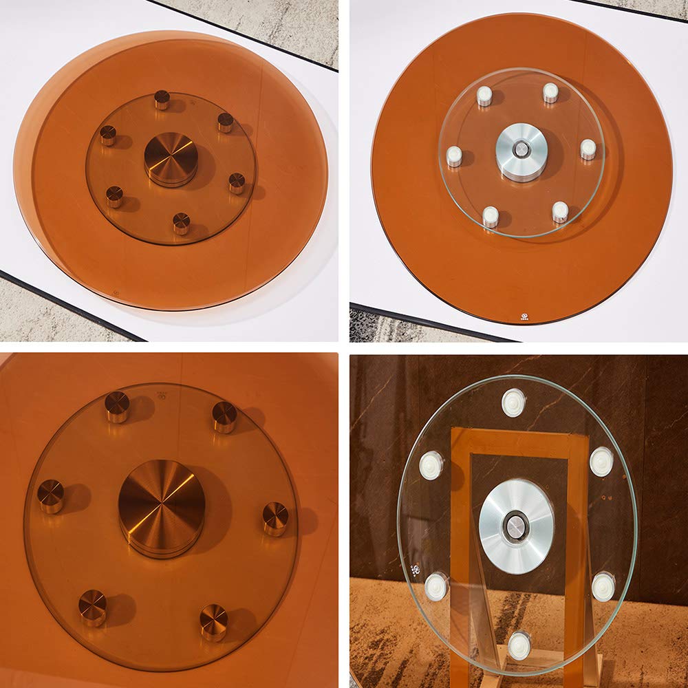 Plateau tournant en Verre trempé, idéal pour la Table à Manger ou la Cuisine. Plateau Rotatif avec roulements Silencieux, Non incliné, Marron, 60-90 cm (60 cm/23,6 Pouces).