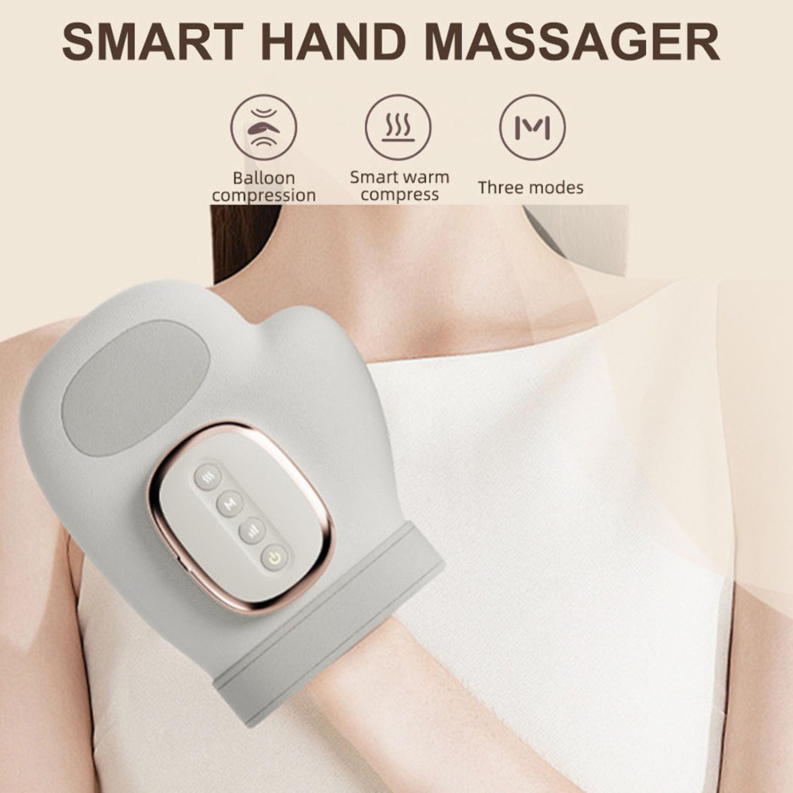 Masajeador de Manos con Calor y Compresión, Masajeador de Manos con Dedo Partido Airbag, Artritis y Relajación Muscular de la Mano, 3 Masajes 3 Temperaturas 5 Modelos de Compresión