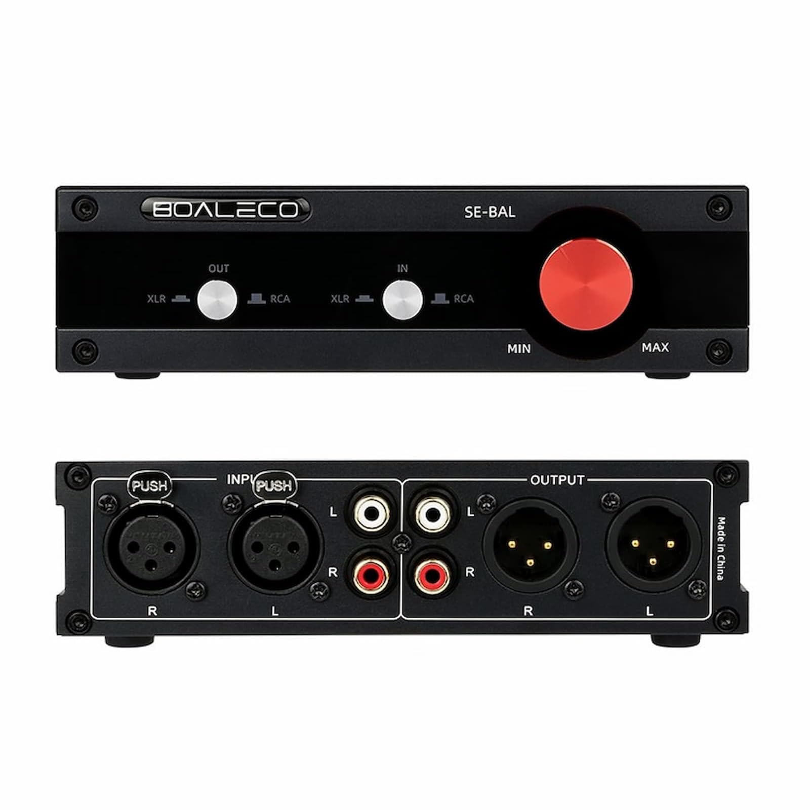 HiFi 2-IN-2-OUT XLR Balanced/RCA Converter Audio Selector Splitter Box Fully Balanced Passive Preamp XLR to RCA Switch with Volume Controller, Black