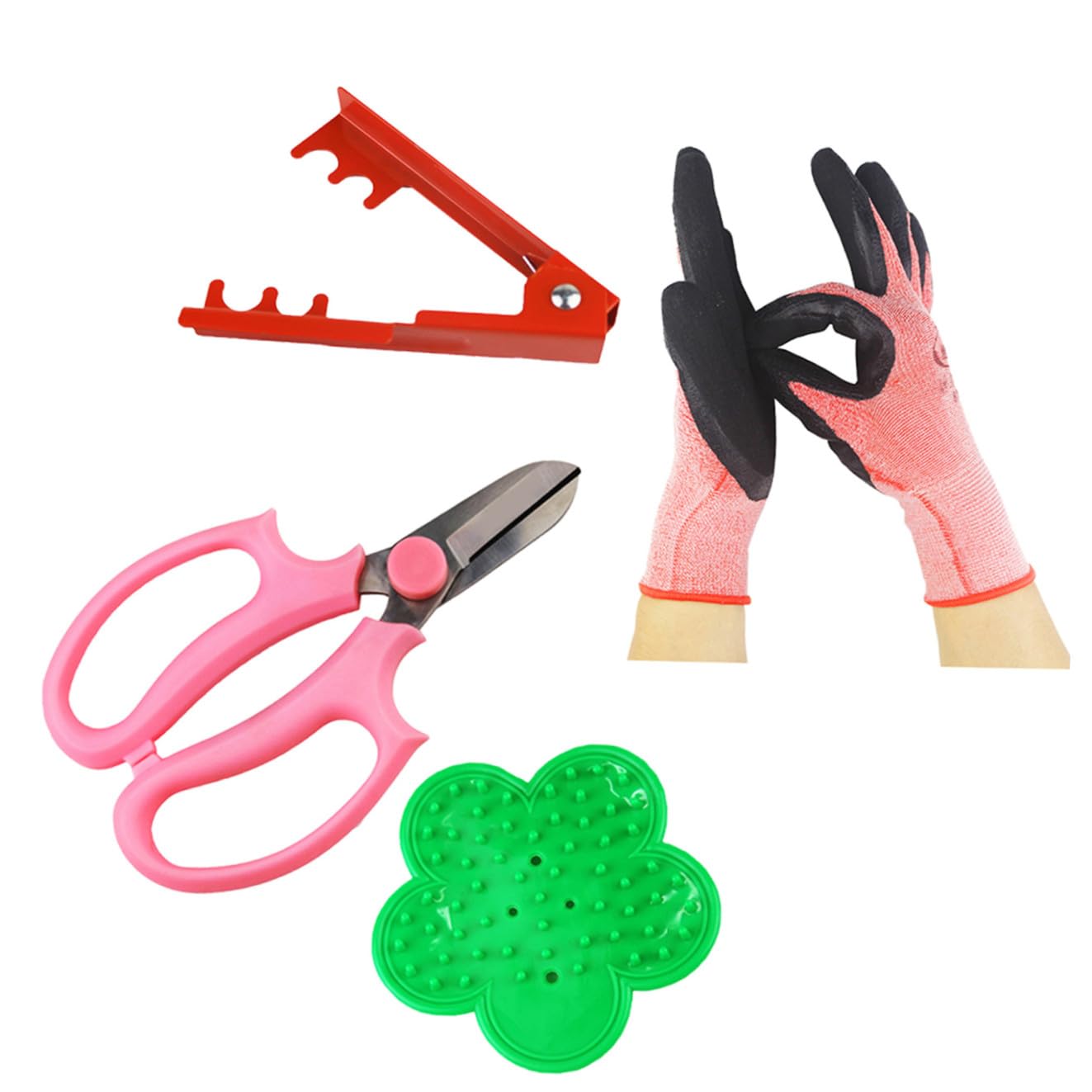 Ensemble d'Outils de Jardinage 4 Pièces pour Arrangements Floraux Comprenant Ciseaux à Fleurs Pince à Épines Moufles de Protection Matériel Robuste pour Fleuristes et Usage