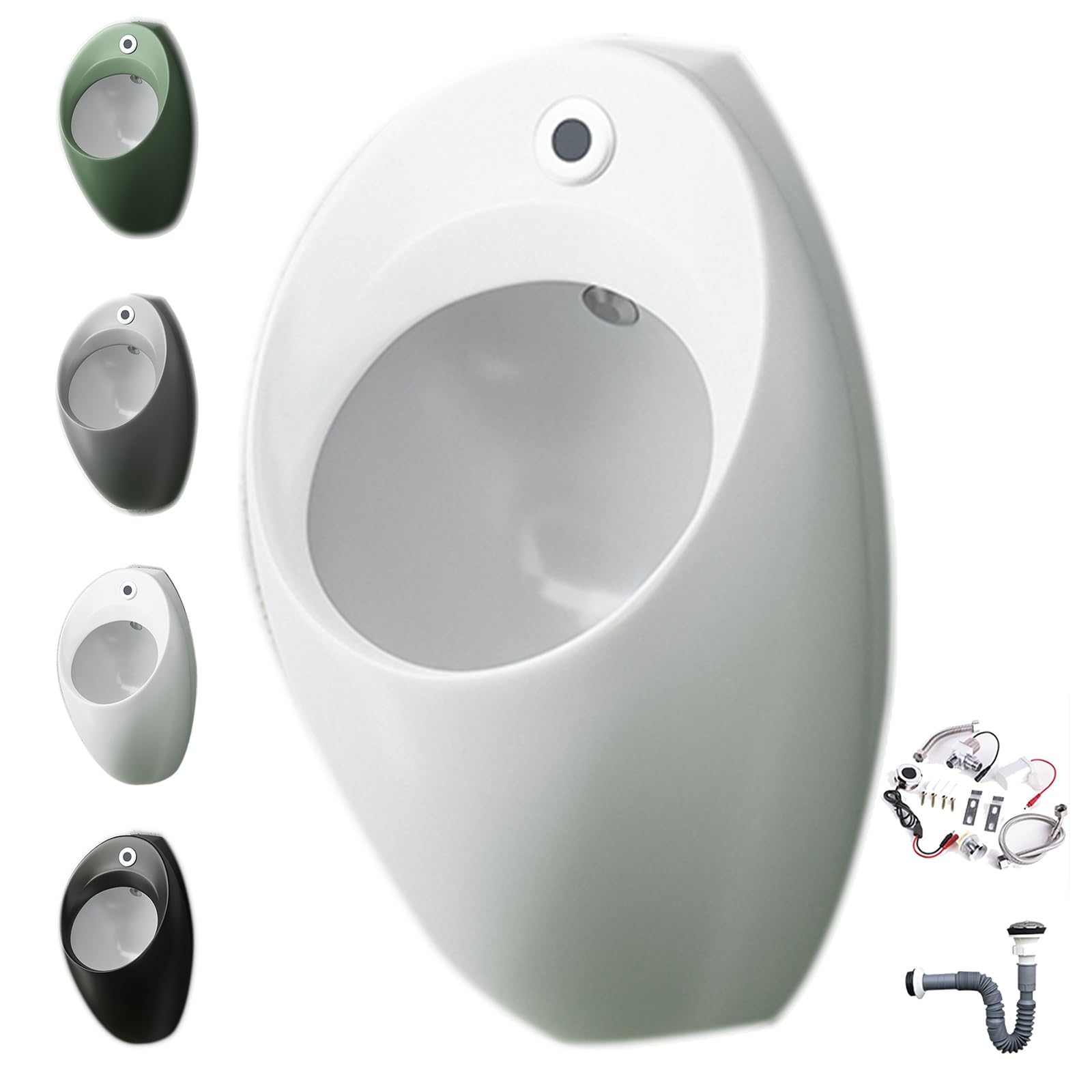 Pqxqz Men's White Wall Mounted Flushing Urinal Porcelain Urinal With Induction Flushing Splashproof Urinals High Efficiency Flush For Bathroom Hotel Public Places(White)