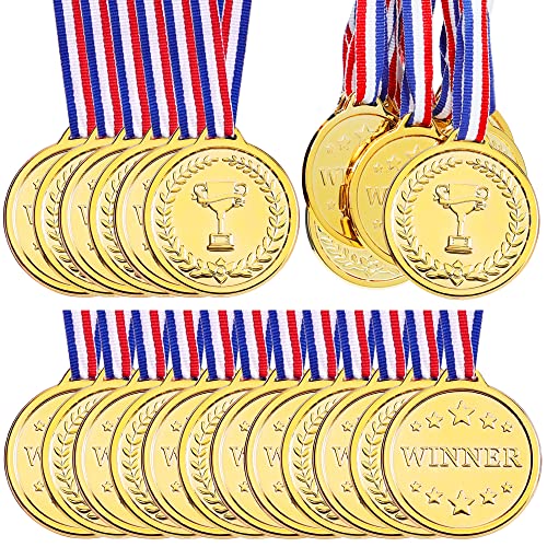 Pllieay 24 Pieces 2 Inch Winner Medals Gold Award Medals Gold Prizes for Sports, Competitions, Party Favors and Awards by Pllieay - Used condition - US$12.02