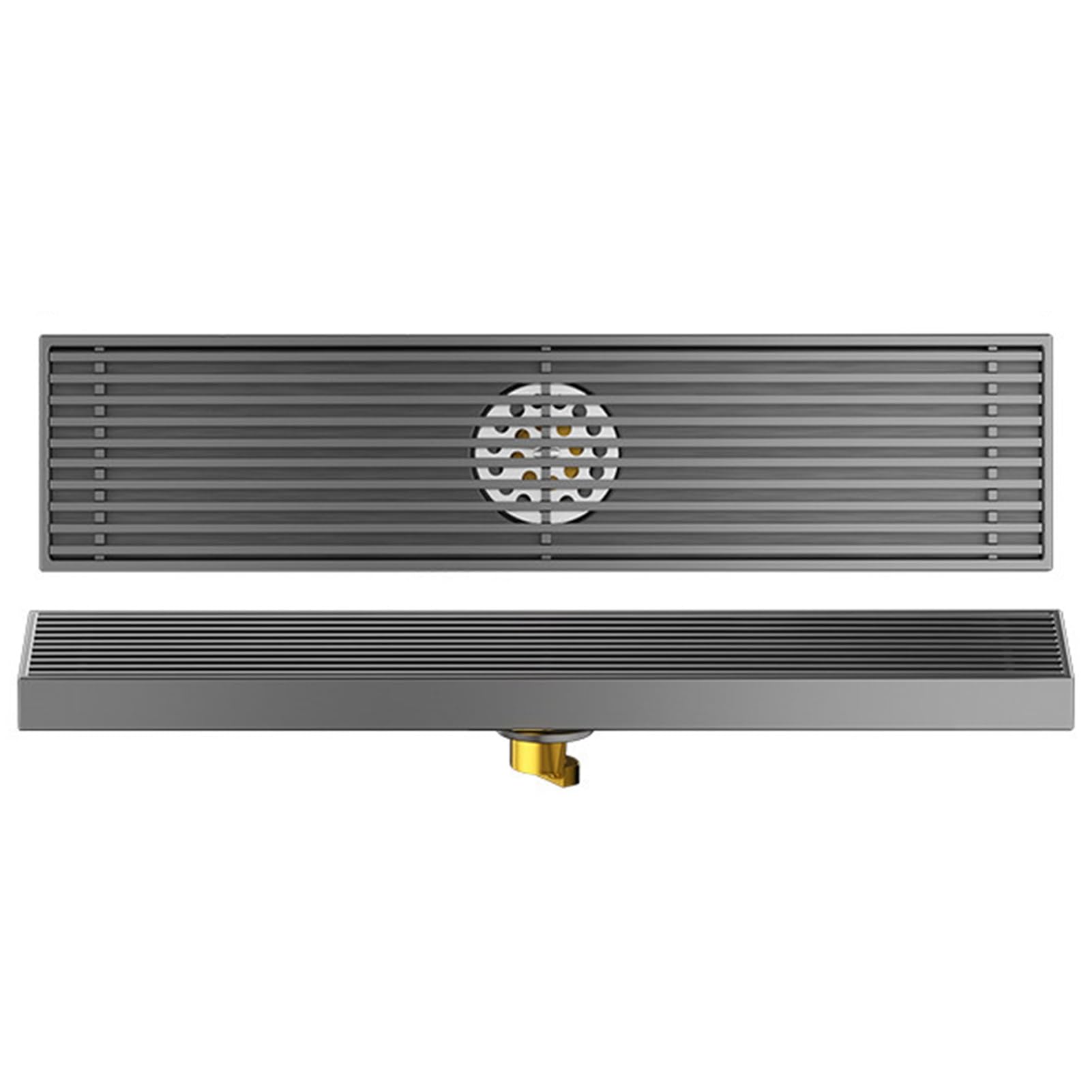 KLGFBDC Linear Shower Drain with Hair Strainer, Floor Drain for Kitchen Bathroom Garage, Rectangular Drainage Channel