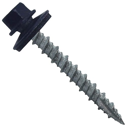 Miniatura 8 de Tornillos para techos de metal: (250) Tornillos de techo de chapa de metal galvanizado de 10 x 1-1/2 pulgadas. Tornillos de revestimiento de metal a