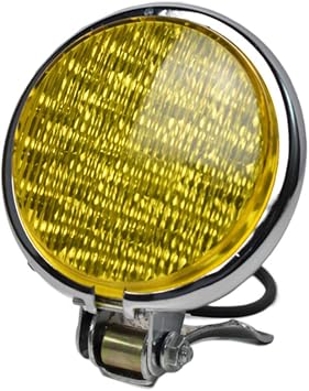 0013 Cafe Racer Motorcycle Led Front Headlight Head Lamp Universal for Bobber Chopper Chrome Yellow