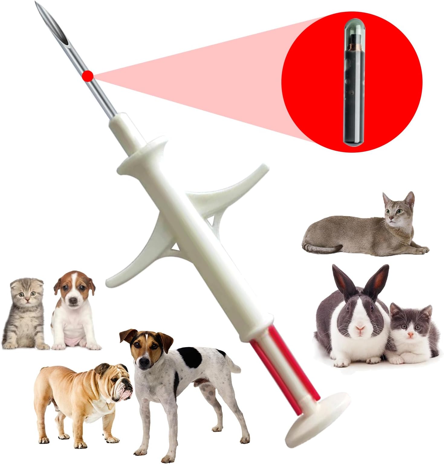 Microchip for Dogs and Cats Small Size 1.4X8 mm 20 Pack, Completely Germany Microchip Bioglass Transponder Implant Kit with Sharp Needle Universal Standard ISO 11784/5 FDX-B 134.2Khz