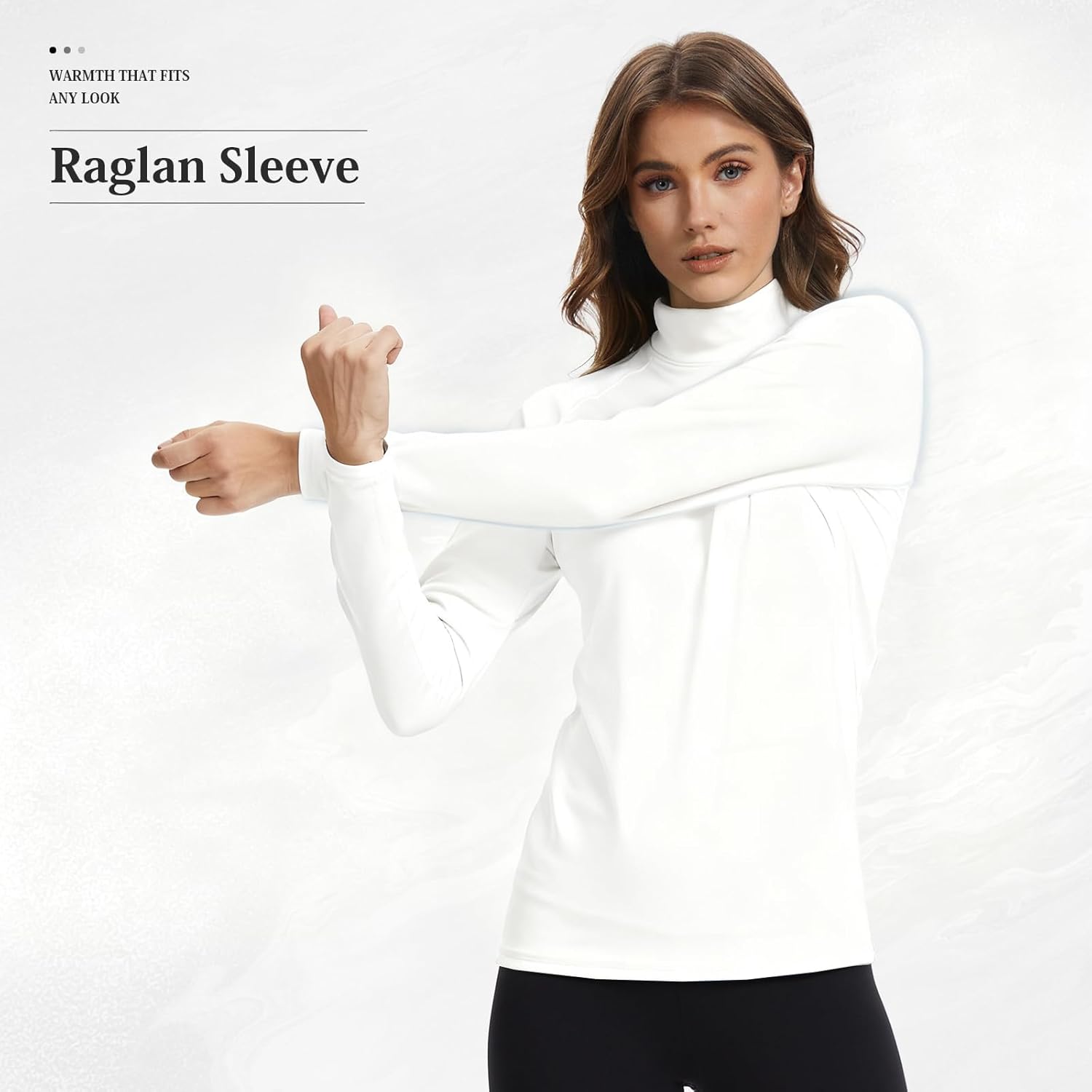Women’s Ski Base Layer Thermal Tops Long Sleeve Cold Weather Fleece Lined Mock Neck Workout Shirt - Image 4