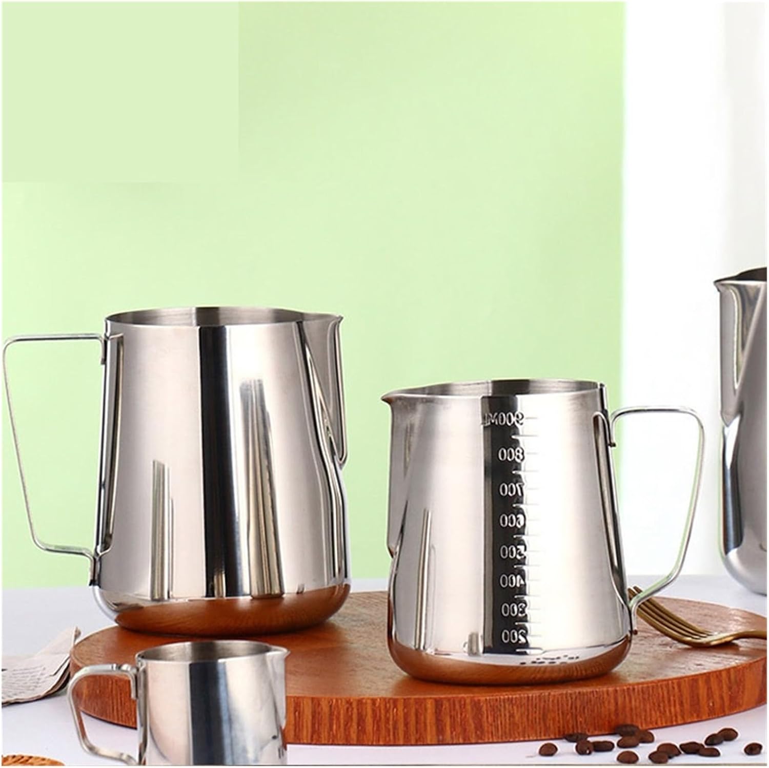 1PCS Stainless Steel Milk Frother Jug Coffee Frothing Latte Pitcher Measurement Espresso Barista Tool Accessories(Unscaled1500ml)