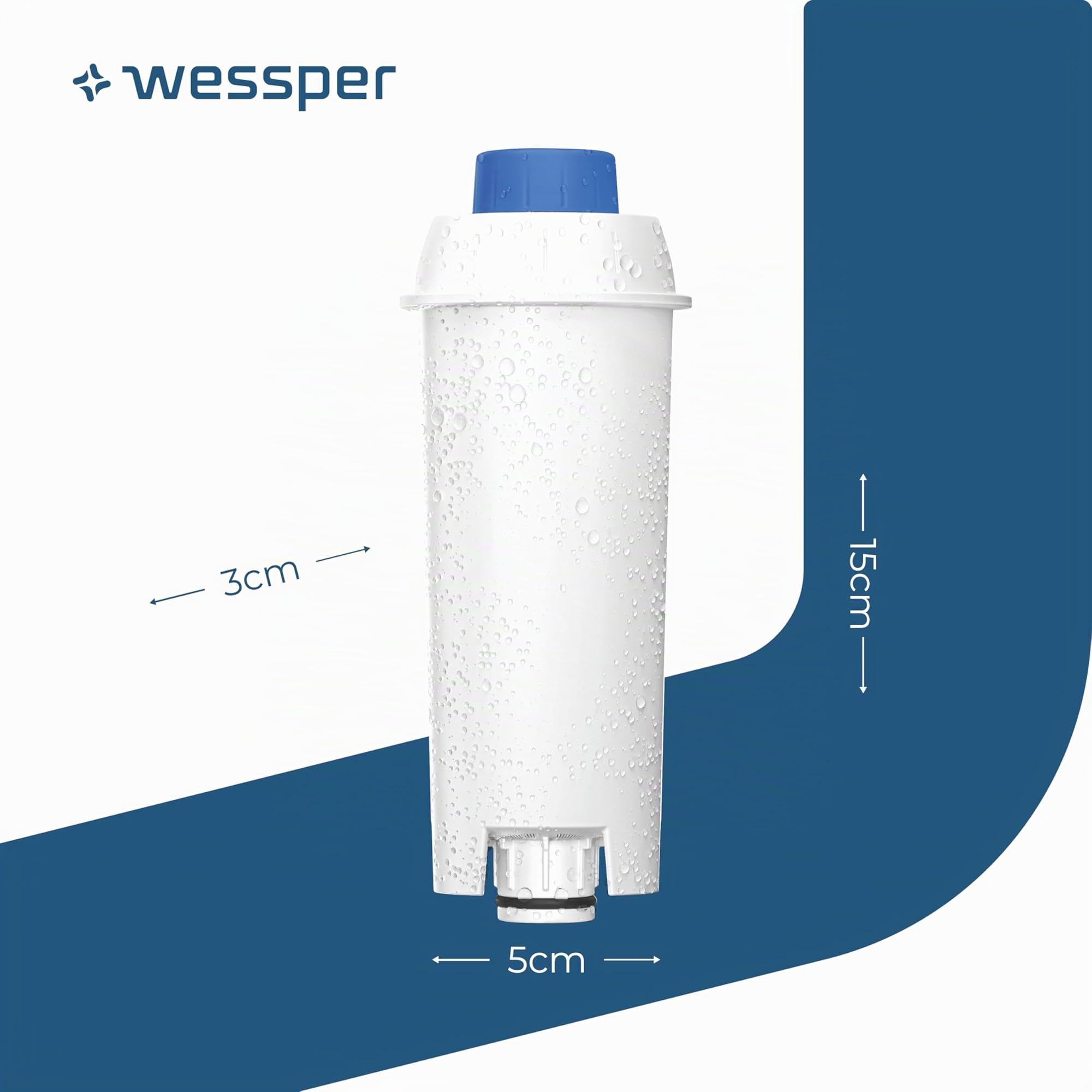 Wessper Filtro Agua para Cafetera Automatica, Filtro Cafetera Delonghi DLSC002, SER3017, ECAM, ESAM, ETAM, SECAM, Serie S, Filtro Carbon Activado para Cafetera - 6 Unitades