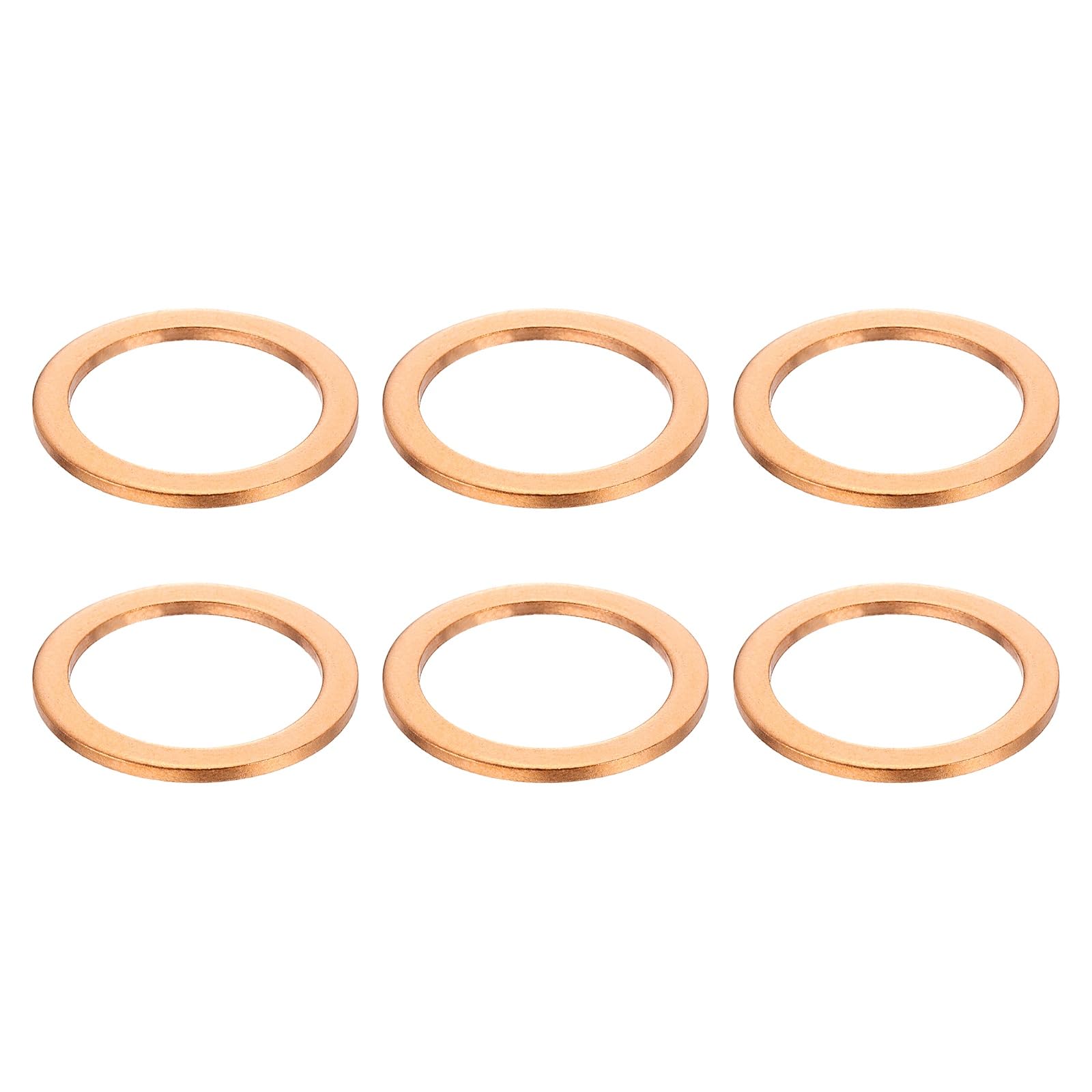 sourcing map 6 Pcs Flat Copper Washers, 27x35x2mm Copper Upgraded Flat Metric Sealing Crush Ring Washers for Hydraulic Fittings Screw Bolt Nut Electronic Repair