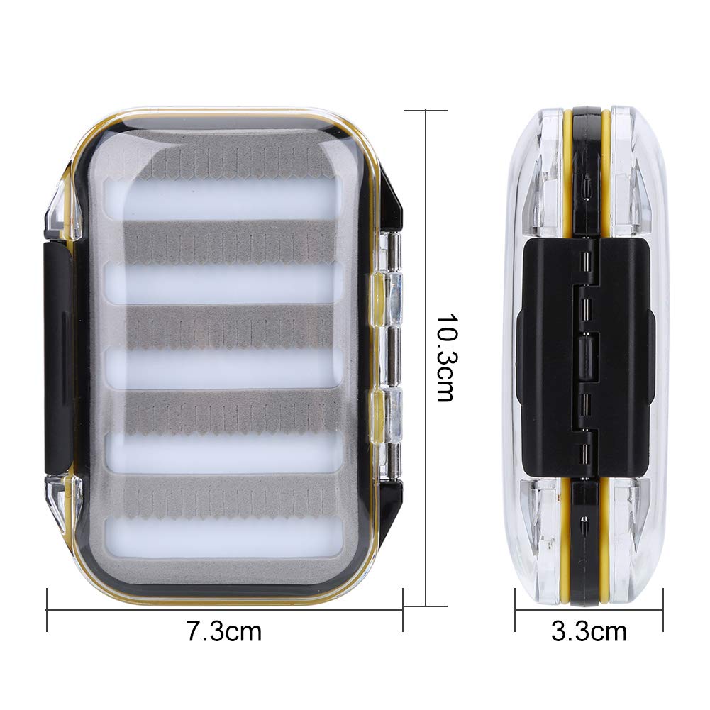 Fliegenfischen Fliegen Kit TOPINCN Fliegenköder Box Double Side Kunststoff Köder Box Schaum Padded Lures Halter Fall Zubehör(Jag Shape-black)