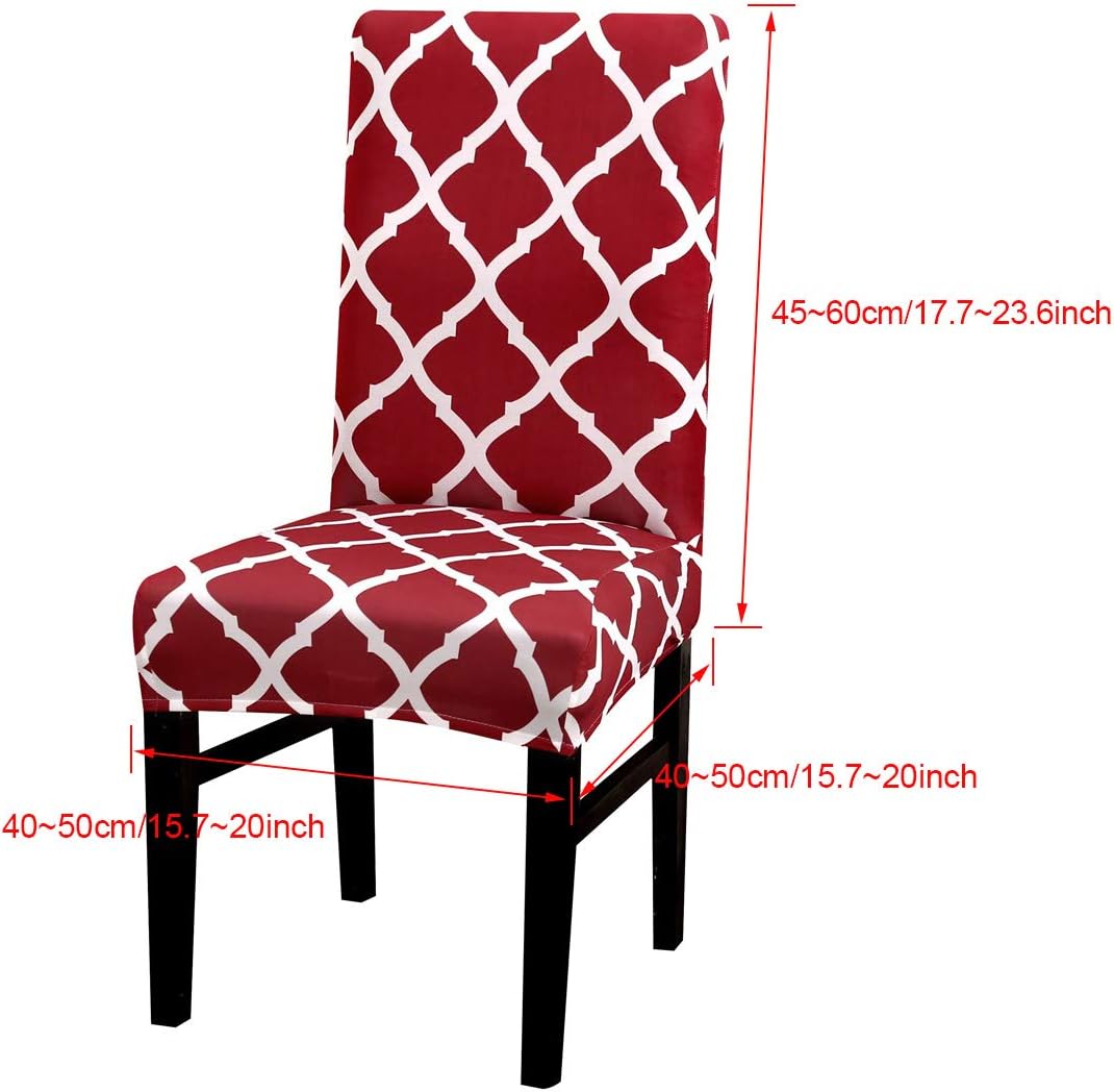 Chair Cover, Stretch Dining Chair Covers High Back Chair Protective Cover Slipcover, Elastic Chair Protector Seat Covers Slipcover for Dining Room Wedding Banquet Party Decoration (4, BTC02 Wine Red)
