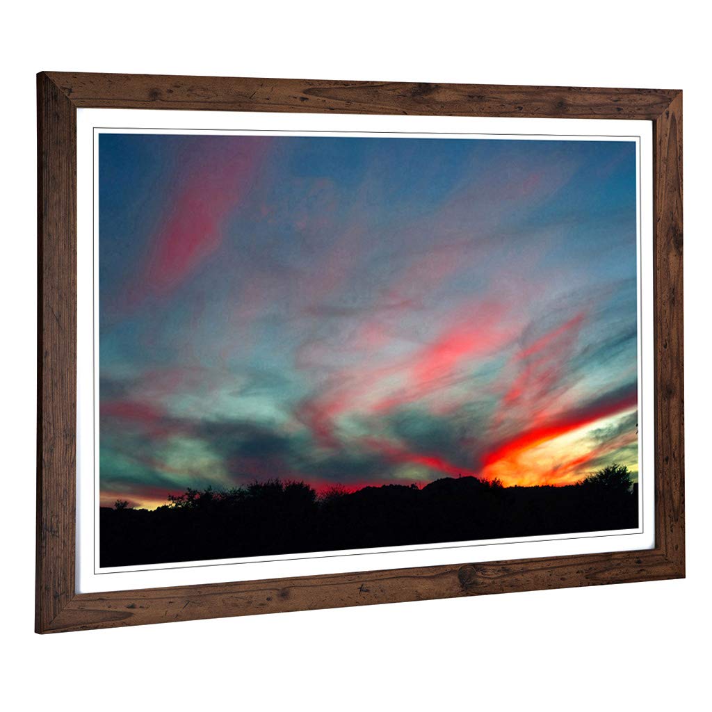 Big Box Art Framed Print of Landscape Arizona Pink Sunset (1) Design | Wall Art Picture | Home Decor for Kitchen, Living Room, Bedroom, Hallway, Walnut, A2 / 24.5x18 Inch / 62x45cm
