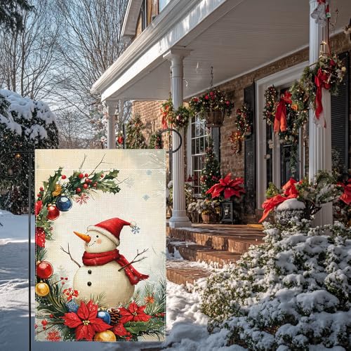 Drapeau de jardin bonhomme de neige double face抗风不褪色户外花园装饰旗
