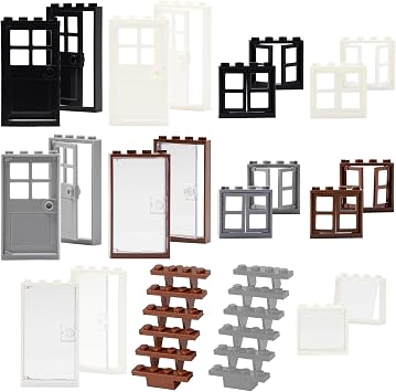 Cabeeskii Building Blocks Accessories, 50 PCS Doors and Windows Set, House Farm Building Blocks Accessories   Doors and Windows Set, Compatible with Major Brands