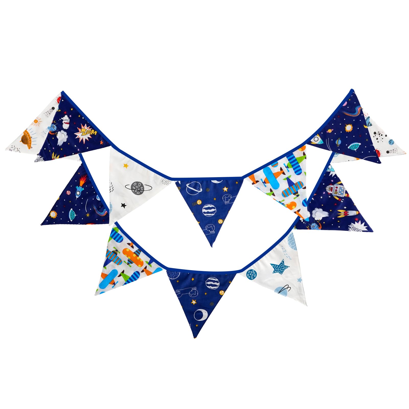 G2PLUS Two Layer Fabric Bunting Banner: 3.3m Universe Space Triangle Garland for Kid's Bedroom, Playhouse, Birthday Party Decoration — image 1