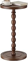 Vista 12 de Mesa auxiliar pequeña, mesa de bebida de madera de caucho para espacios pequeños, mesas de café con pedestal de madera maciza, mesas auxiliares