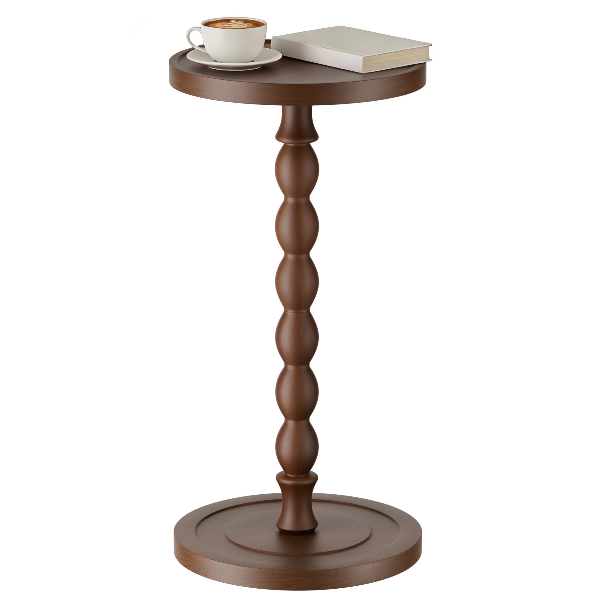 30cm Wooden Round Side Table,Round Bar Table, Small End Table - Walnut