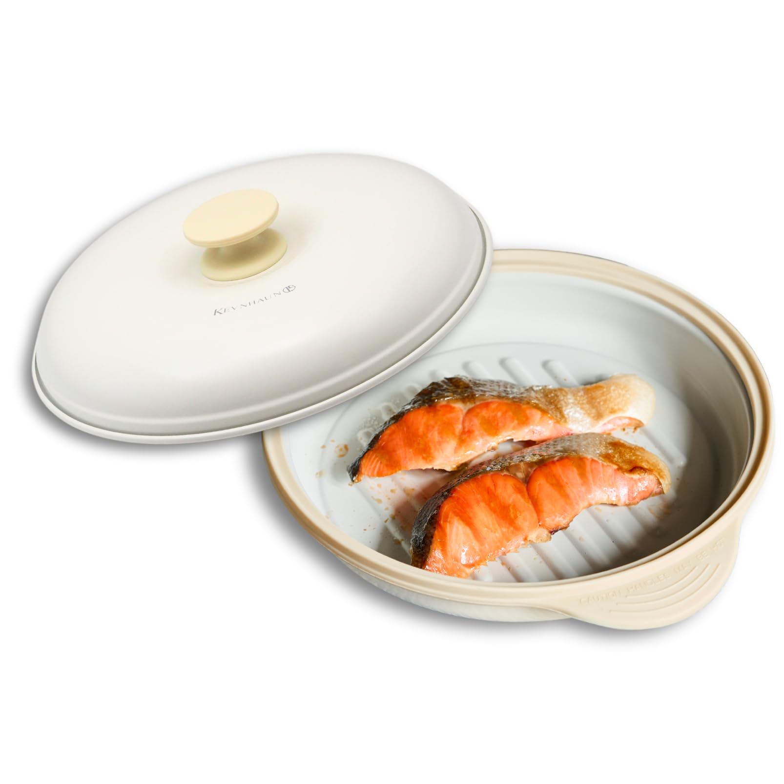 ケヴンハウン(Kevnhaun) レンジでチンで焼き魚ができるレンジパン ベージュ レンジ調理器 目玉焼き 焼く 炒める 煮る 茹でる 蒸す 炊く 温める 1台7役 レシピ付き KDS9042