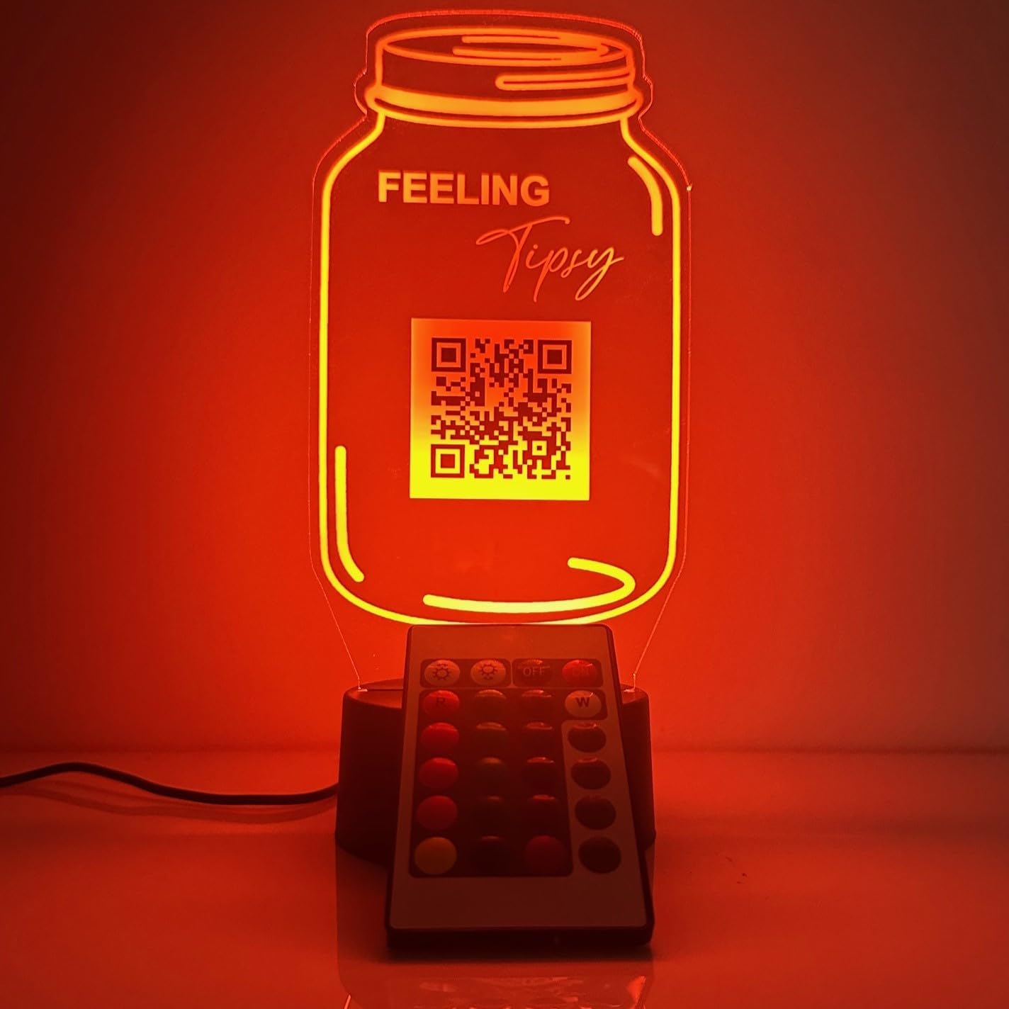 MIRROR MANIA Custom Personalized Wood Light Up LED Night Light Table Lamp Kids, Teens, Adults Room Decor, QR Code Cashless Tip Jar Themed - LED Light Up Gift. 16 Color Options. Made in America.