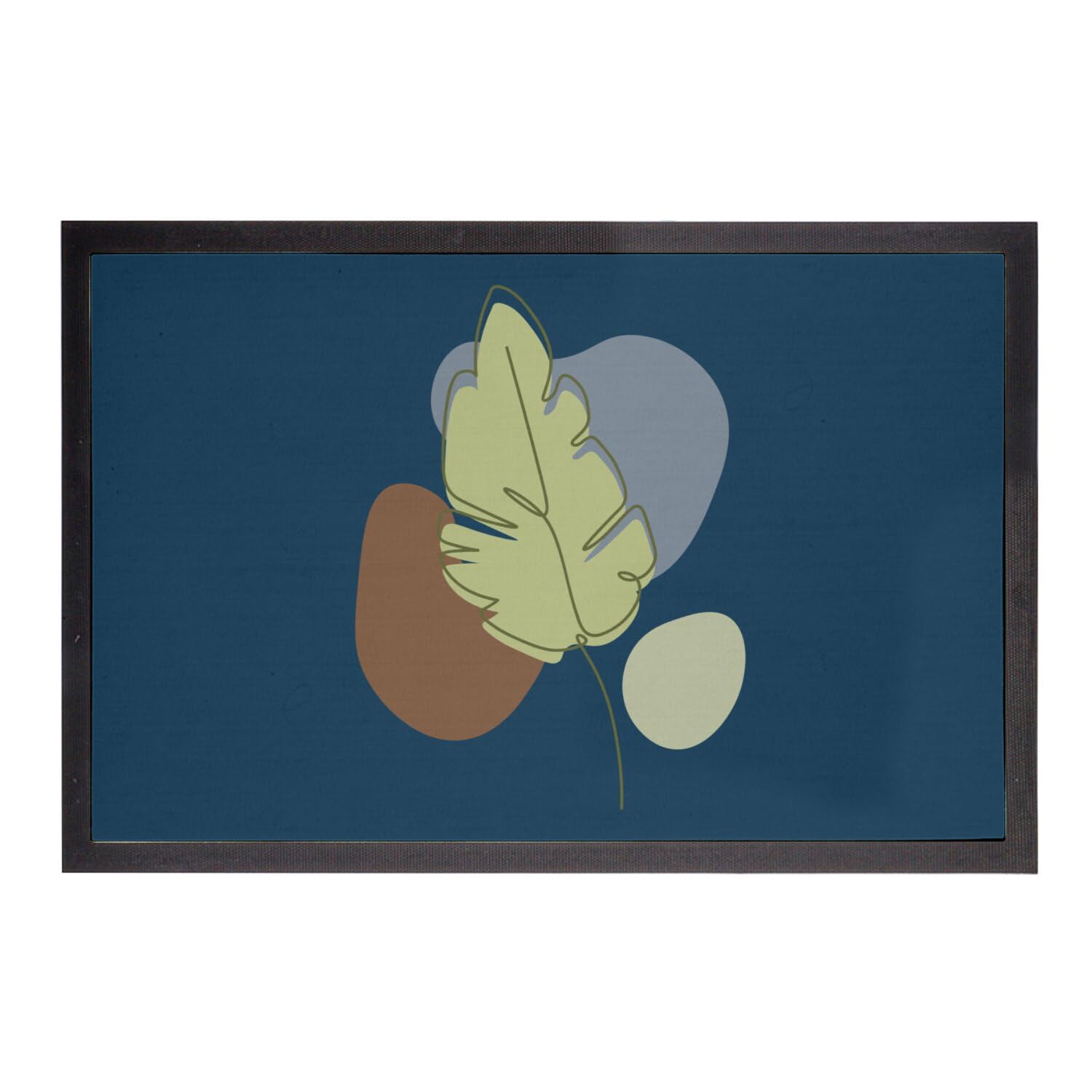 Paillasson bleu tropical line art anti-saleté pour entrée moderne 60x40