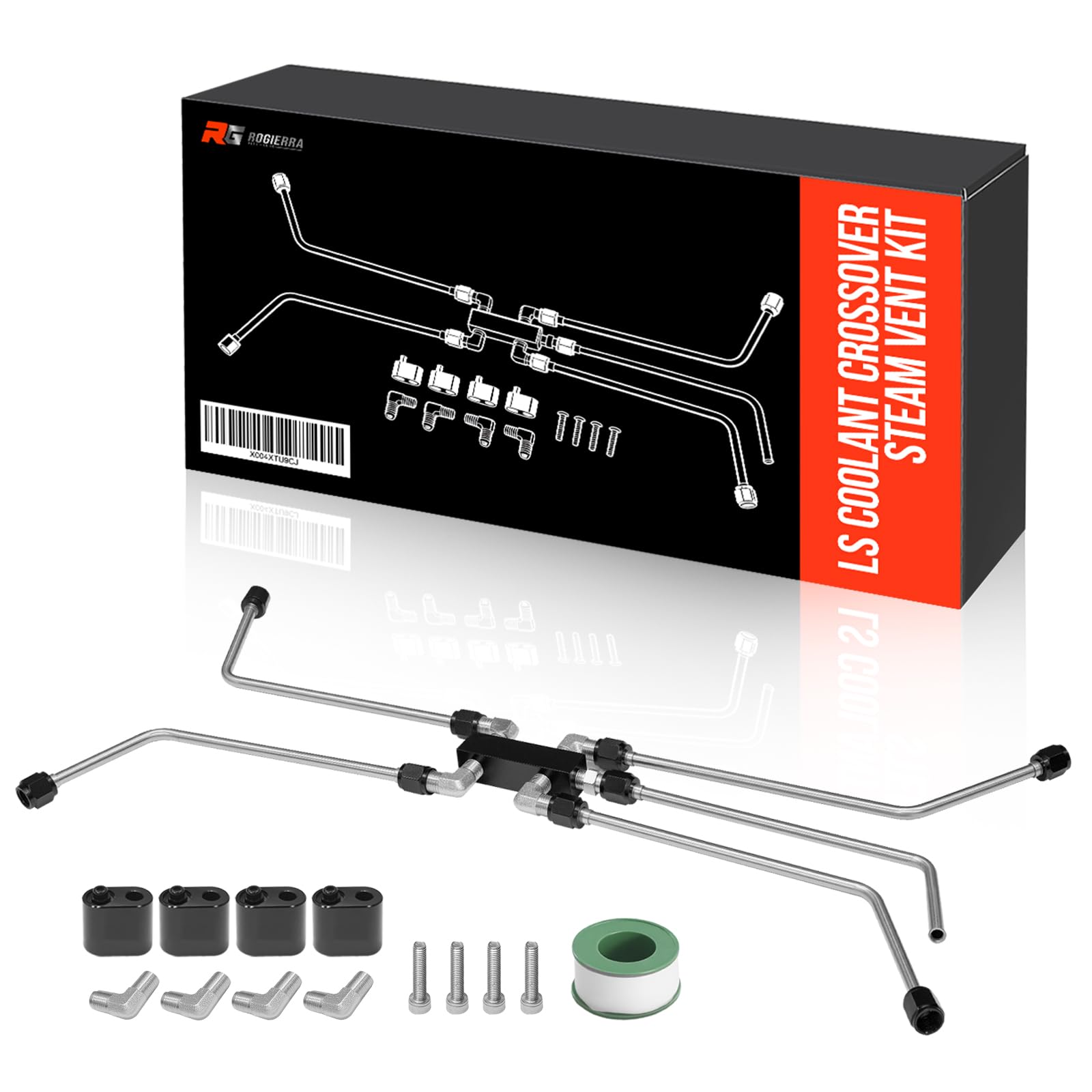 LS Coolant Crossover Steam Vent Kit with AN4 Brake Line, Complete Stainless Steel 4-Corner Steam Port Kit for 5.3L 6.0L LS Engines LS1 LS2 LS3 LS6 LS7 LS9 LSX, Includes Leak-Proof Seals