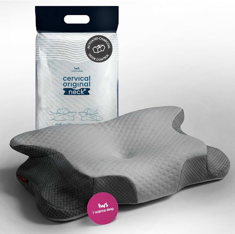Travesseiro Cervical Original Neck Plus Charcoal - I wanna sleep - Carvão Ativado e Tratamento Anti Alérgico que Ajuda a Eliminar Dores Cervicais Adaptando-se as 15-20 Mudanças de Posição por Noite.