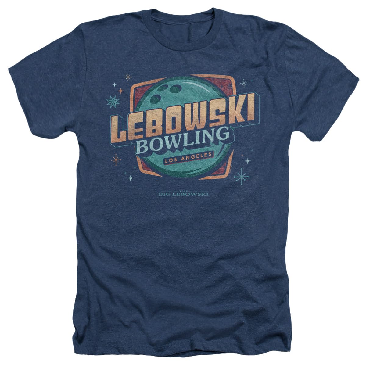 Popfunk The Big Lebowski Lebowski Bowling Unisex Adult Heather T Shirt, Navy Heather, 4X-Large
