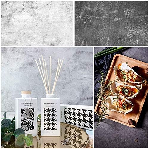 Selens 56x89cm 2 in 1 Food Photography Backdrop Background 3pcs Concrete Wood Paper Photo Studio for Flat Lay Product Props Cosmetic Jewelry Photographer Vlog YouTube Video, Double Sided Pattern