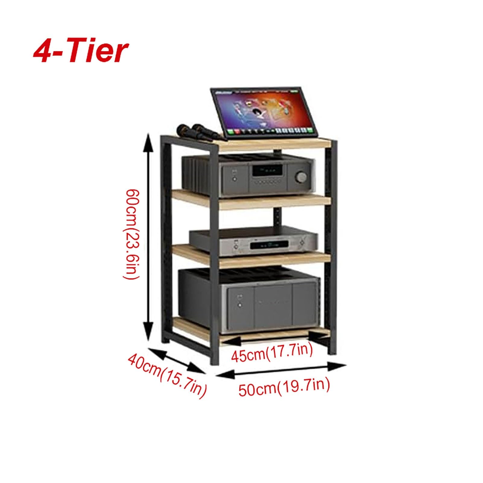 XingLi 3/4/5/6-Tier Audio Video Components Cabinet, Audio Rack, Media Stand, Corner TV Stand, HiFi Racks and Stands, Perfect for Living, Gaming and Recording Rooms,Easy to Install (Size : 4 Tier)