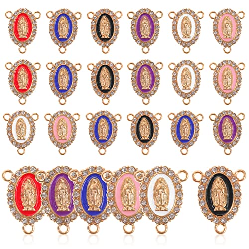 Ciieeo 24 Pièces Strass Vierge Marie Charmes Alliage Émail Vierge Marie Charmes e ie Lien
