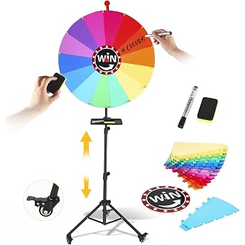 60 cm Wheel of Fortune for Turning Large Lucky Wheel for Dolphin Design with 360  Rotating Wheels 14 Adjustable Colour Price Slots Adjustable Tripod Stand 90-165 cm Colour Wheel Games for Lottery Games