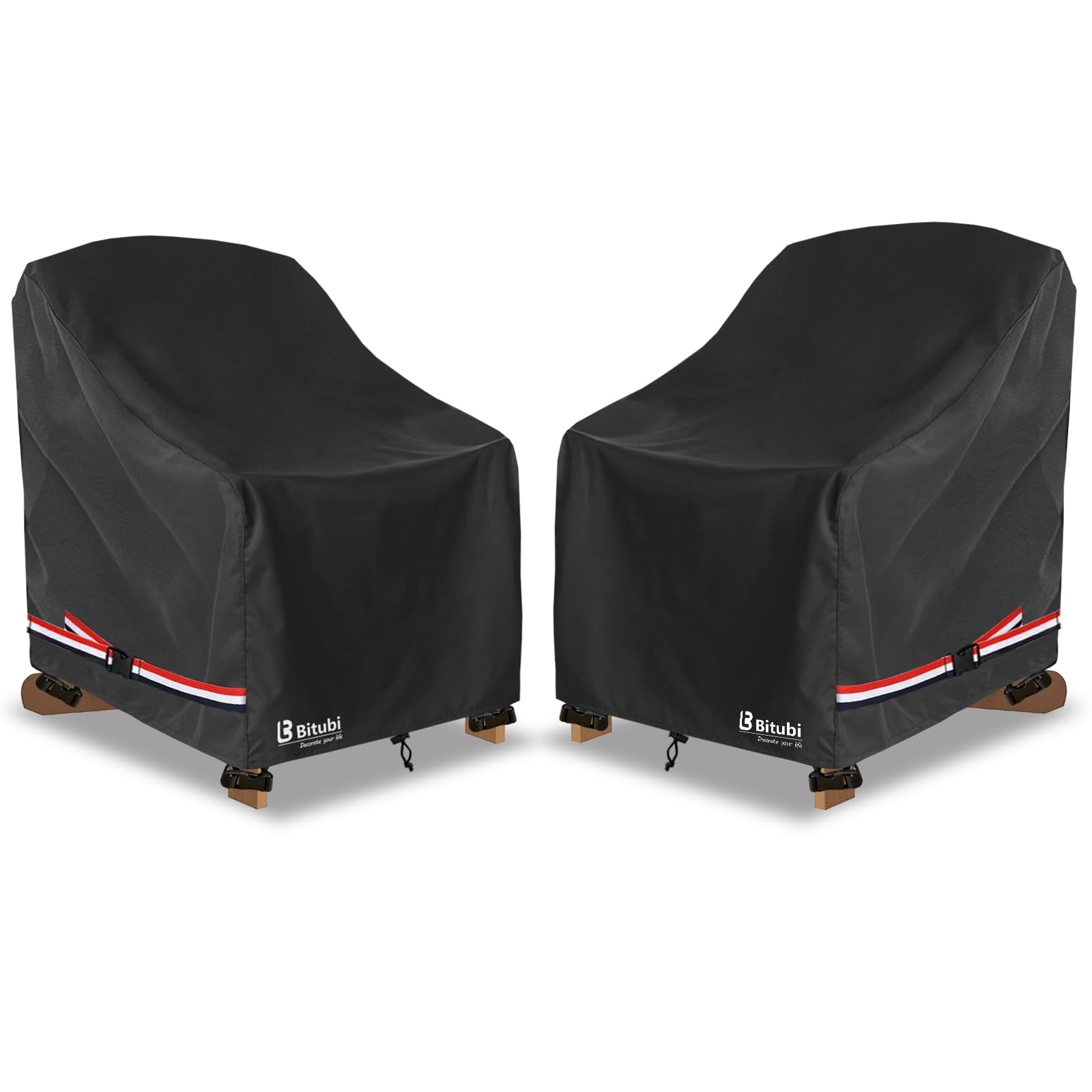 Bitubi Waterproof 2 Pack Patio Adirondack Chair Cover for Outdoor Chair Size Up to 30W x 34D x 36H inch,Outdoor Lawn Patio Furniture Covers (Black)