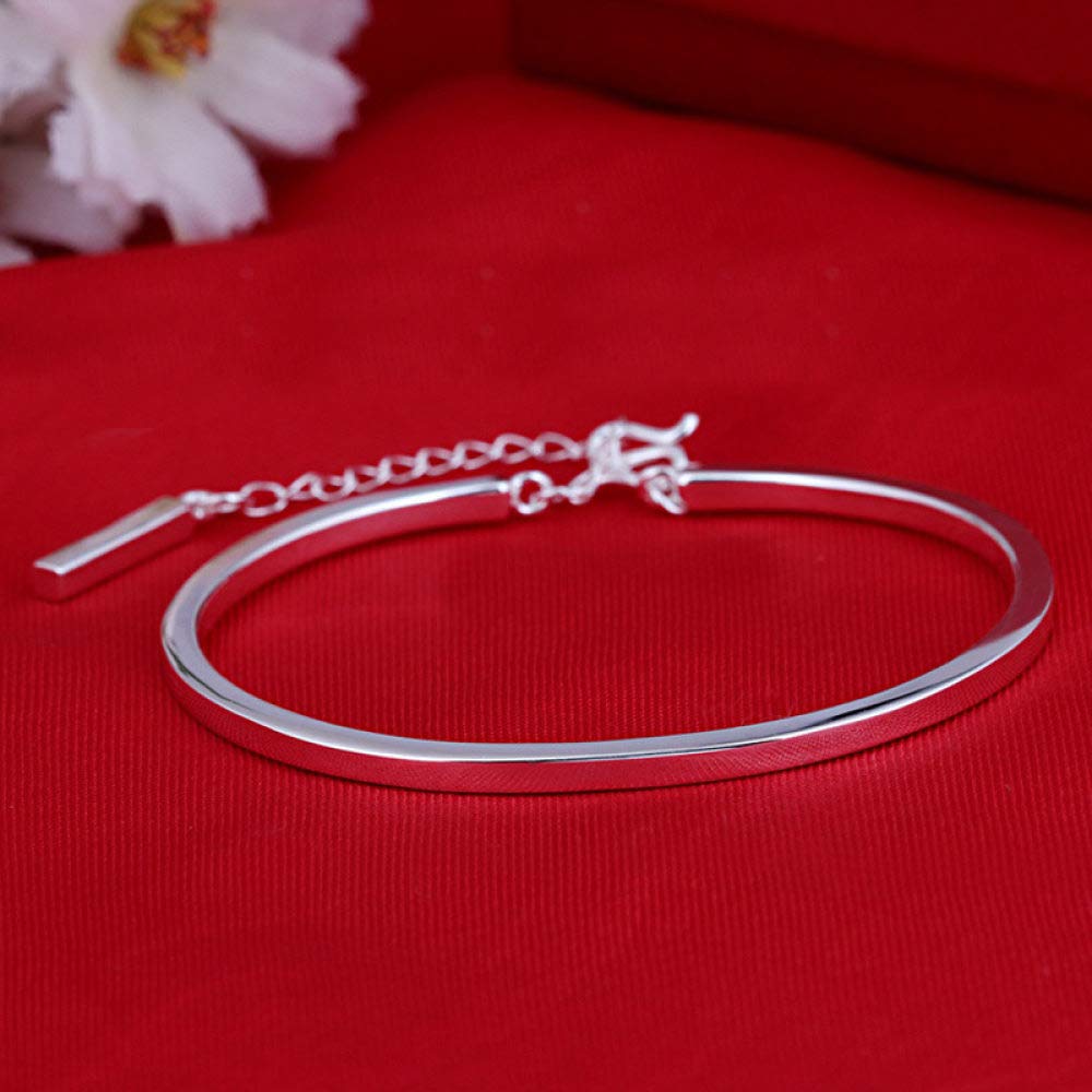 Armband Damen Silber,S990 Sterling Silberarmband Quadratischer Silberbarren Freundschaftsarmband Manschette Armreif Verstellbarer Schmuck Geschenke Für Frau Freundin Zum Geburtstag