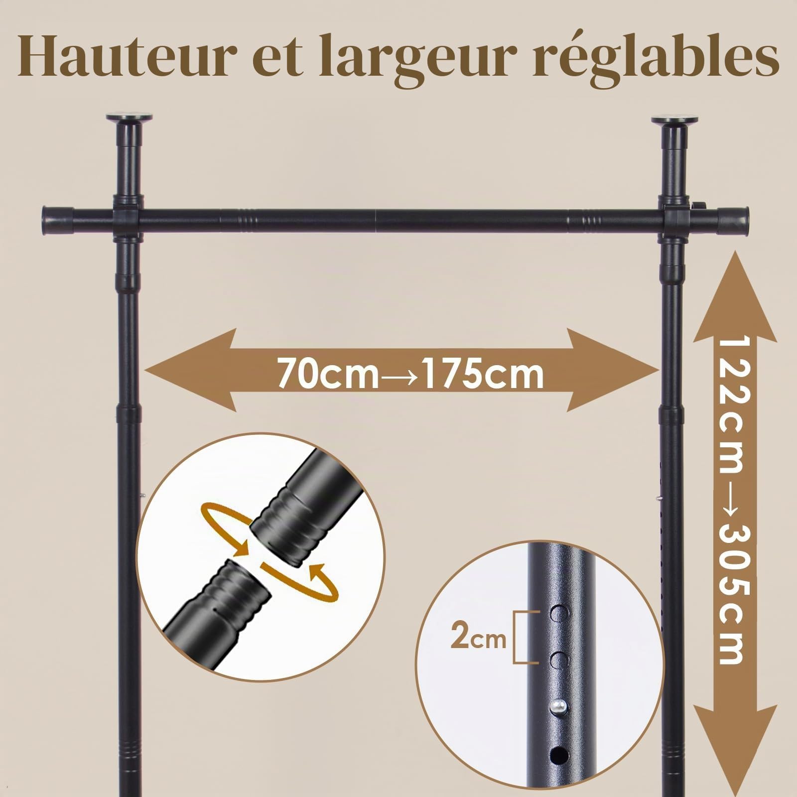 Todeco Tringle à Rideaux sans Percage Tringle de séparation de pièce Noir