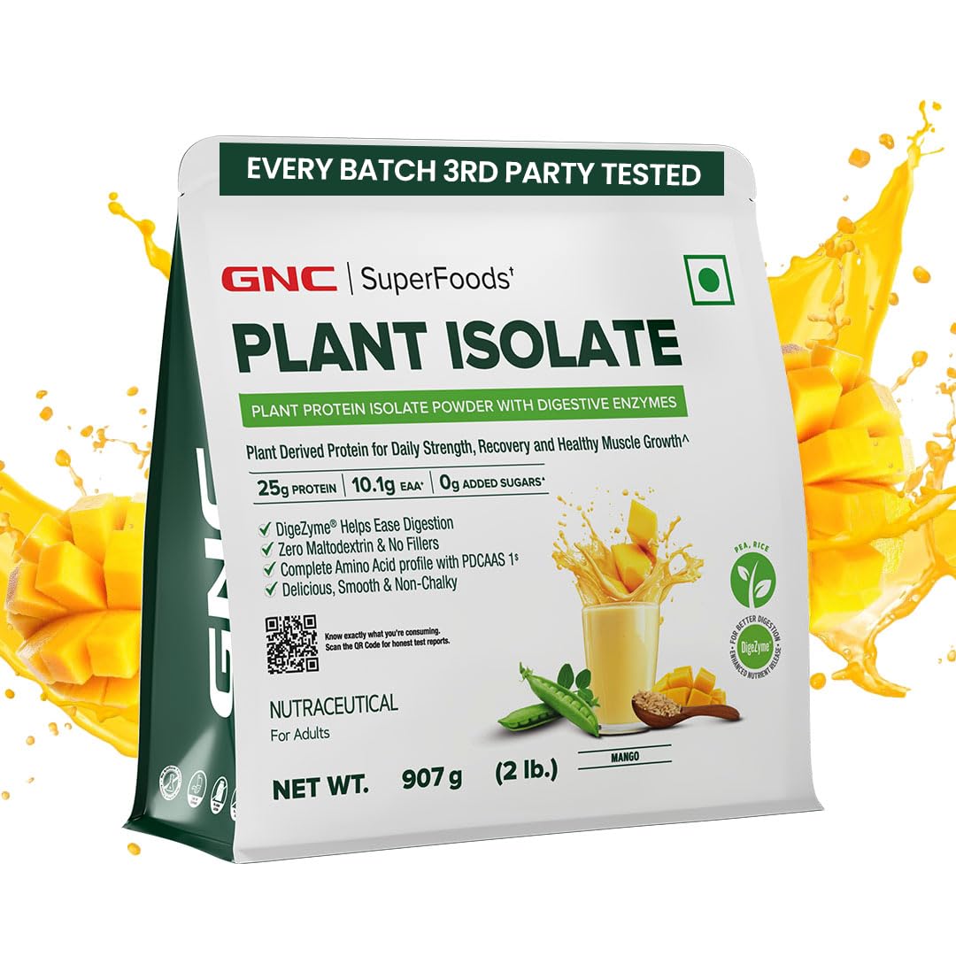 GNC Plant Protein Isolate Powder | 25g Protein Complete Amino Acid Profile with PDCAAS 1 Score | DigeZyme® For Faster Absorption | No Added Sugar | Delicious & Non-Chalky | Mango (1lbs) — Amazon image 14
