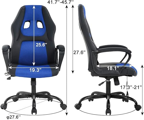Miniatura 3 de Silla para videojuegos, sillón de oficina con masajeador, sillón de escritorio ergonómico, sillón de videojuegos de piel sintética y ajustable, con