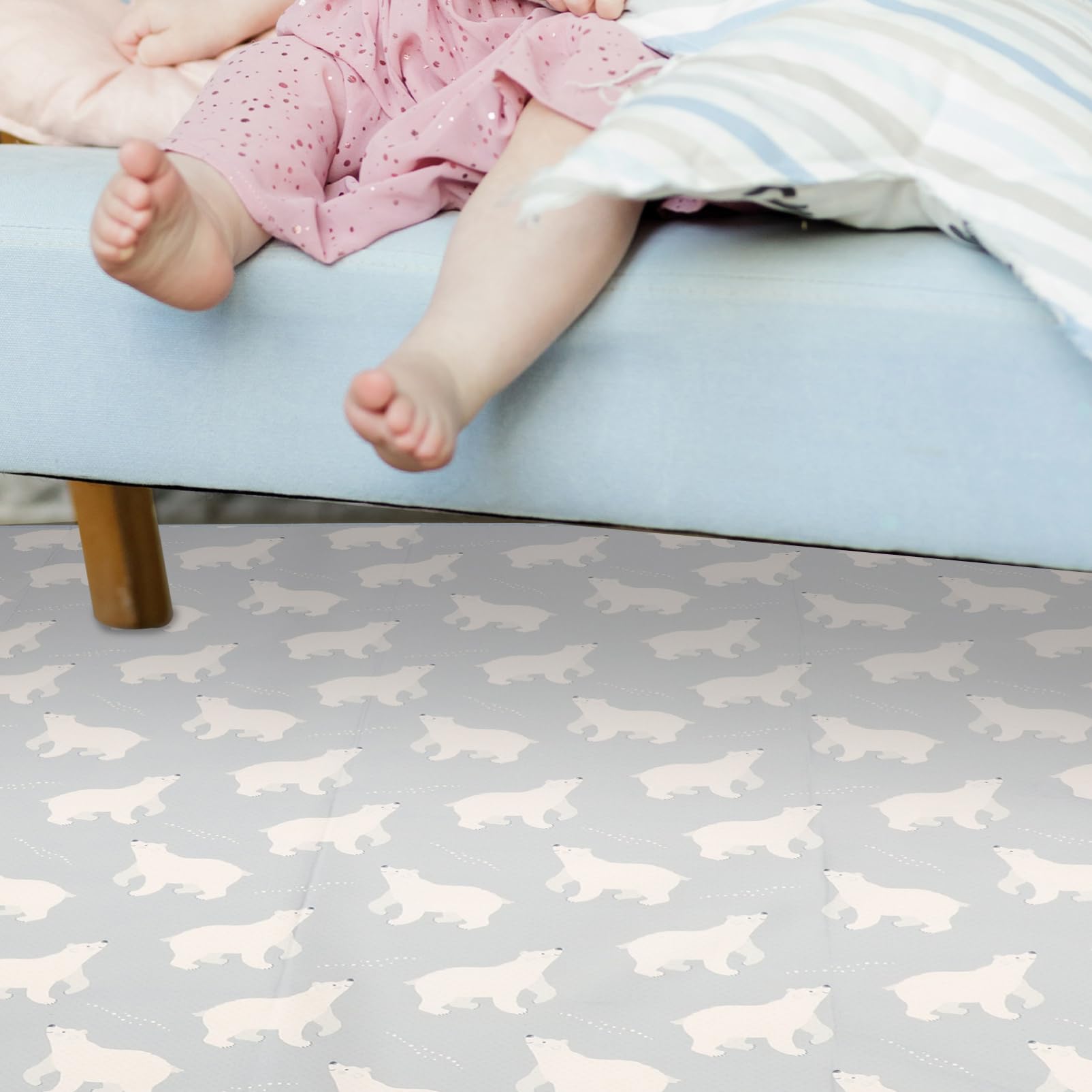 Tapis de Chaise Haute Antidérapant pour Bébé, Polyester Lavable