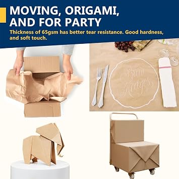PerkHomy Brown Kraft Paper Roll (445mm x 46m) for Gift Wrapping Bulletin Board Craft Art Bouquet Flower Packing Moving Shipping Floor Covering Table 70GSM 50LB