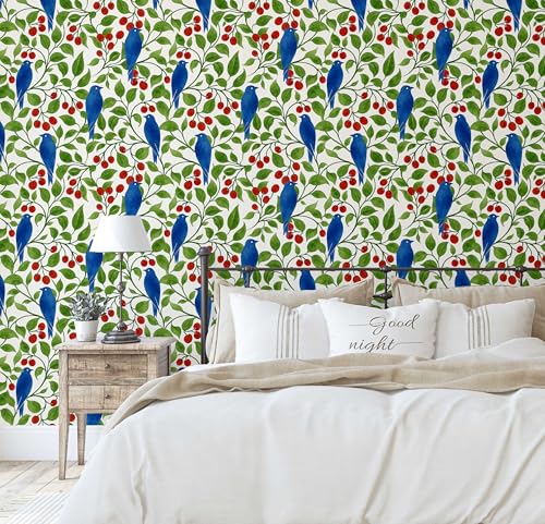 Papier peint oiseaux vert pour relooker une commode en bois - 4