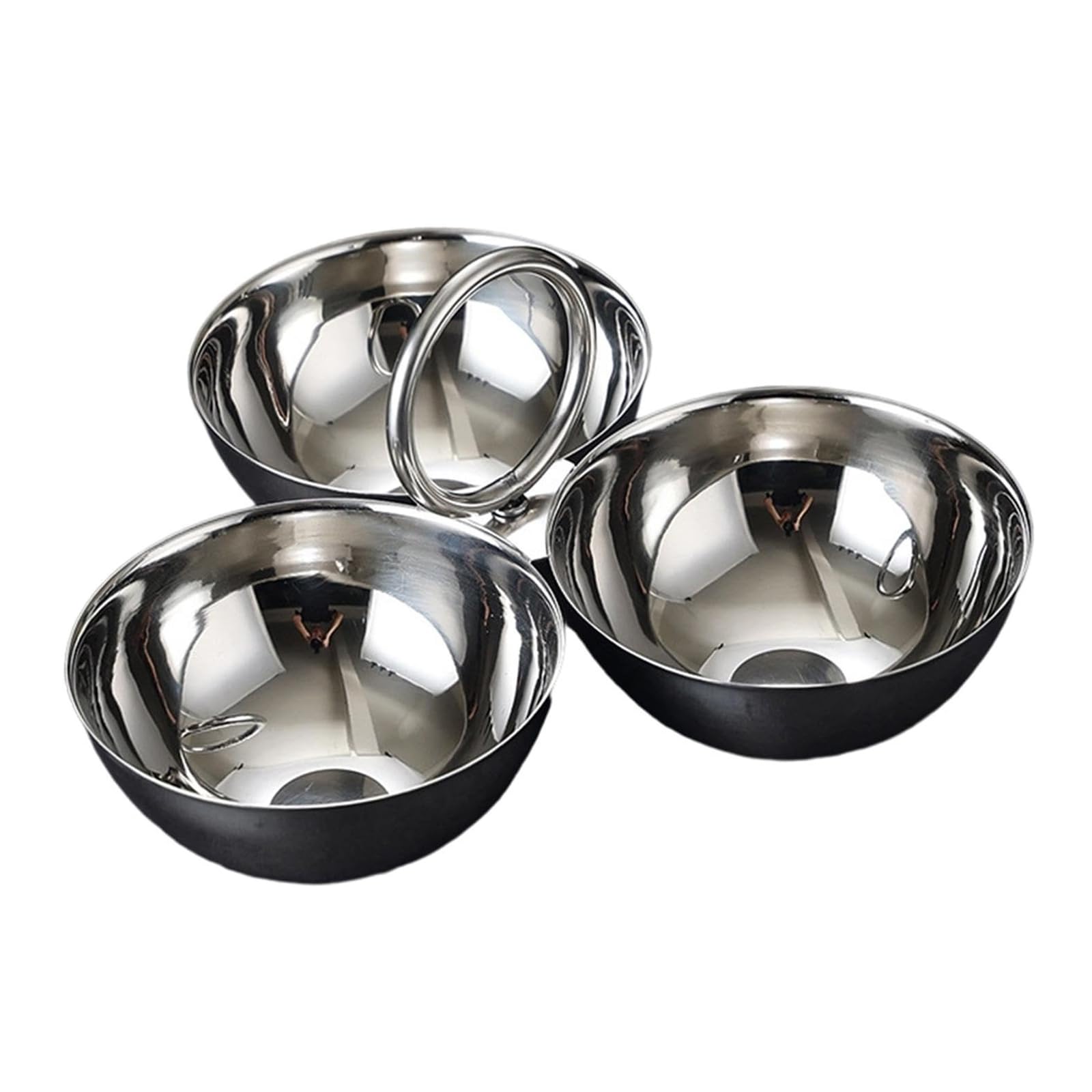 SHINLHUA Food Serving Stainless Steel Divided for Daily Meals Serving Dishes Appetizer Plates 3 Compartment Portable Snacks Plate