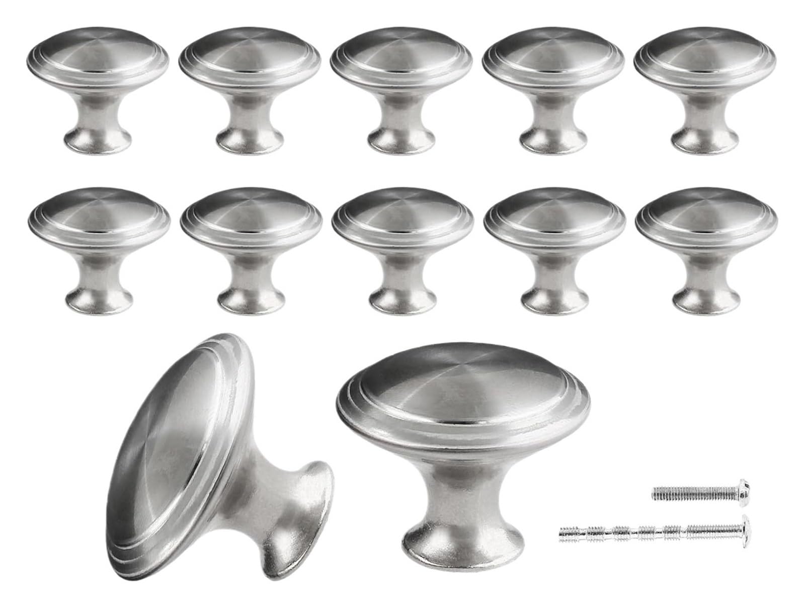 XFHtyCJ 12pcs Stainless Steel Cabinet Drawer Knobs & Handles(Silver 12 pcs)