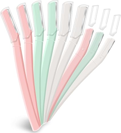 DUAIU Dermaplaning Razor for Women, 9PCS Facial Razor Dermaplaning Tool for Women Face, Eyebrow Razors Face Shaver for Removes Face Hair, Eyebrow Trimmer with Cover