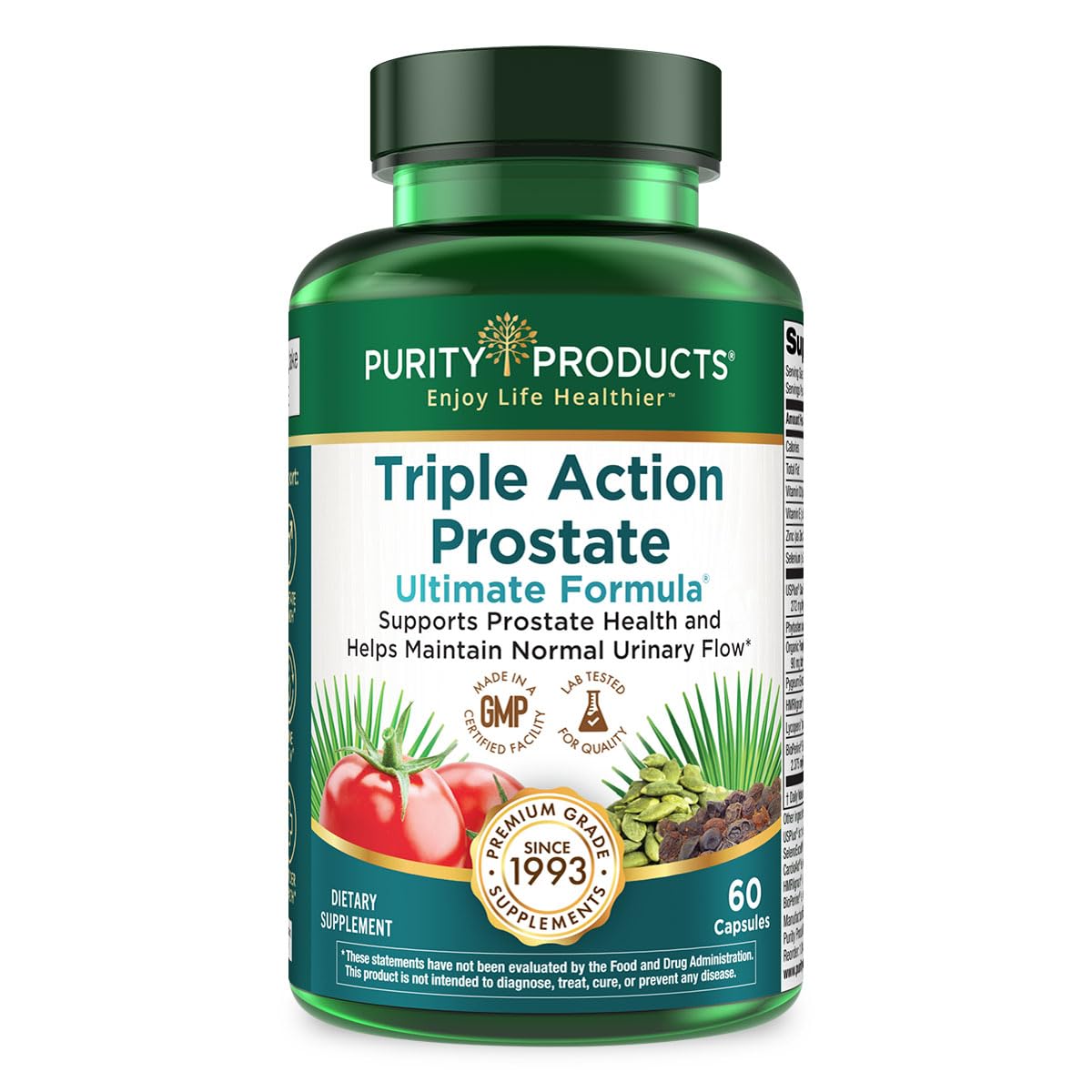 Triple Action Prostate Ultimate Formula – Men’s Prostate Supplement - Zinc, Saw Palmetto, Pygeum, Pumpkin Seed Oil Extract & Phytosterols – Supports Urinary Flow, Bladder & Heart Health – 60 Capsules
