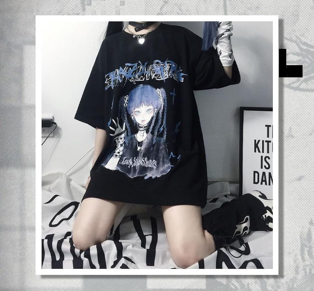 トップス melt the lady gothic long T-shirts Goth Female Tee Aesthetic Loose Women T-Shirt Punk Dark