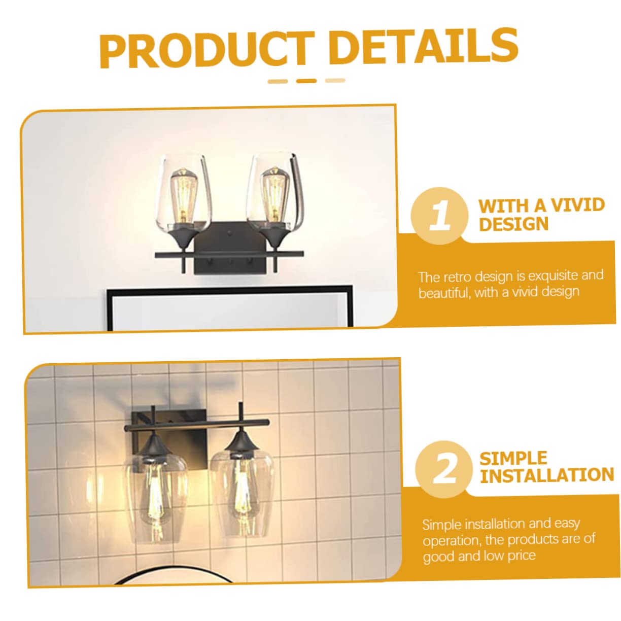 Lampada Da Parete Retrò Parete Specchio Bagno Lampade Per Bagno Luce a Muro Luci Per Lo Specchio Di Vanità Lampadario Ferro Battuto Nero
