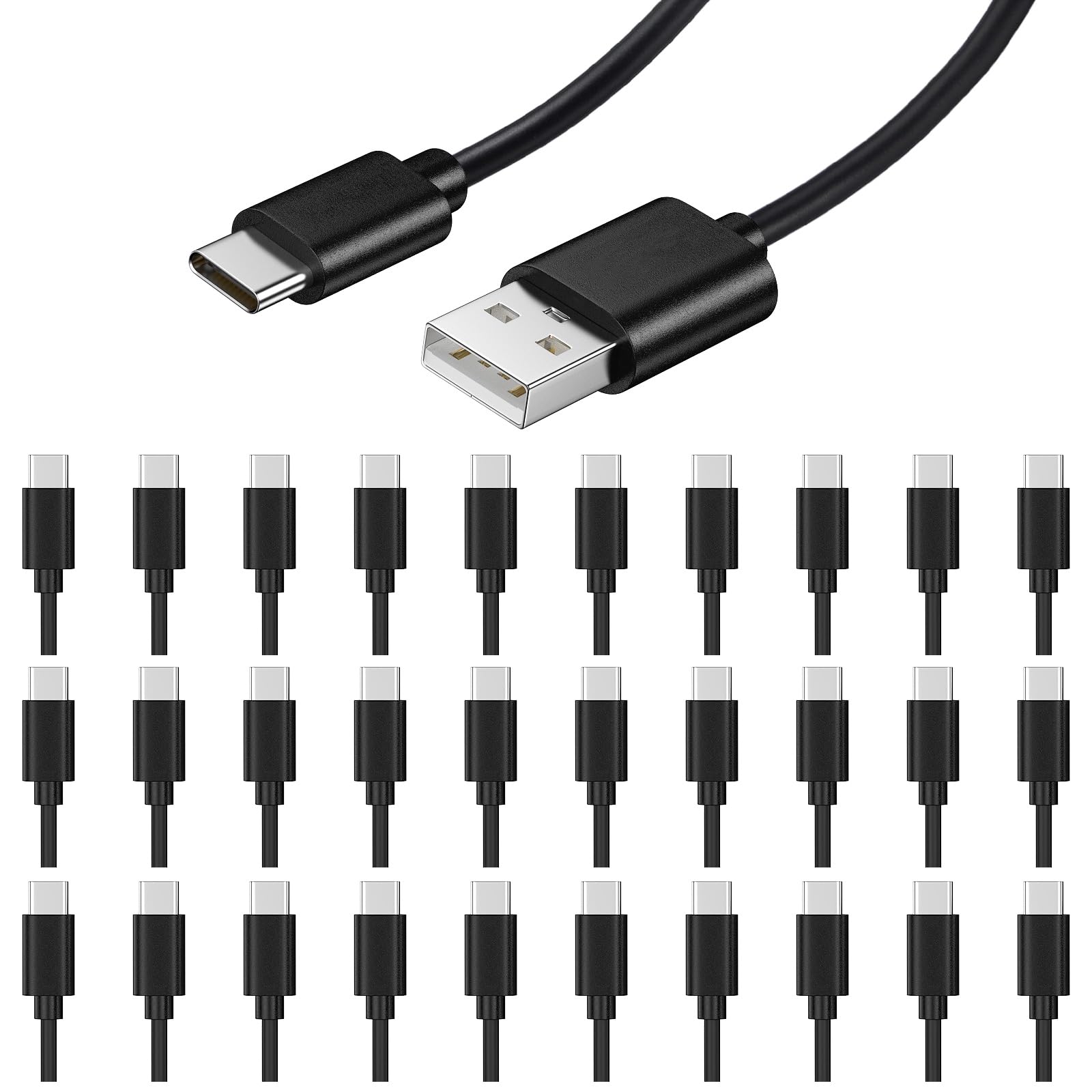 weishan Confezione da 30 cavi di ricarica USB C, confezione multipla da 20 W, da USB a tipo C, USB 2.0 per telefoni e tablet, 1 m